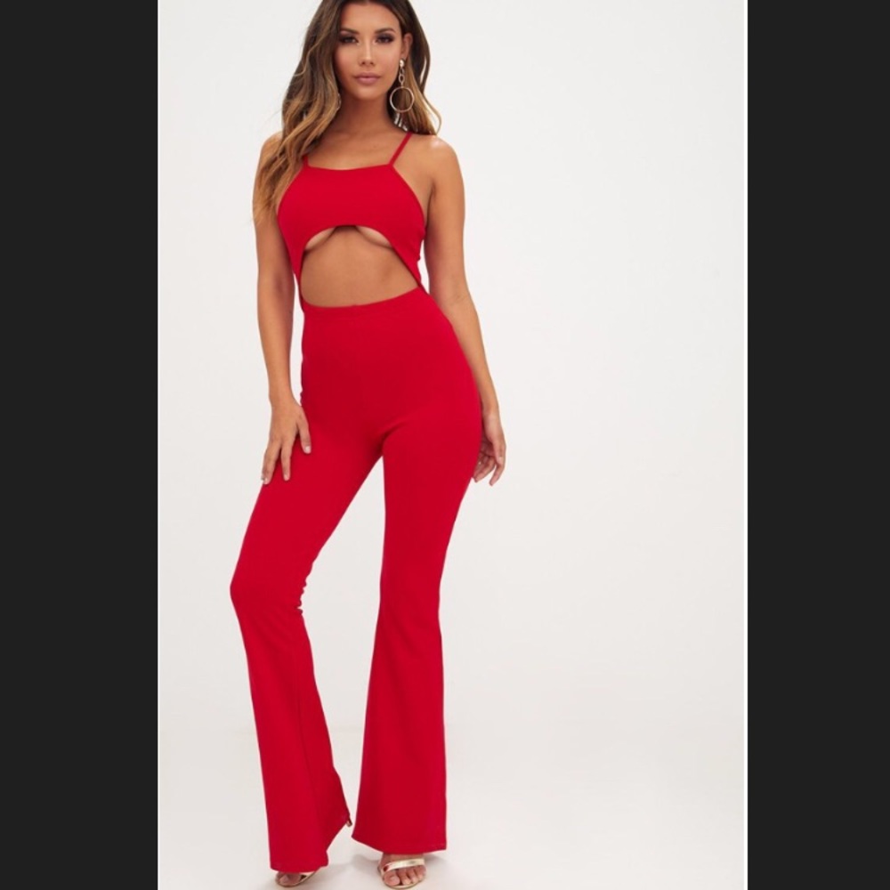 Pretty little thing cut out jumpsuit red size 0